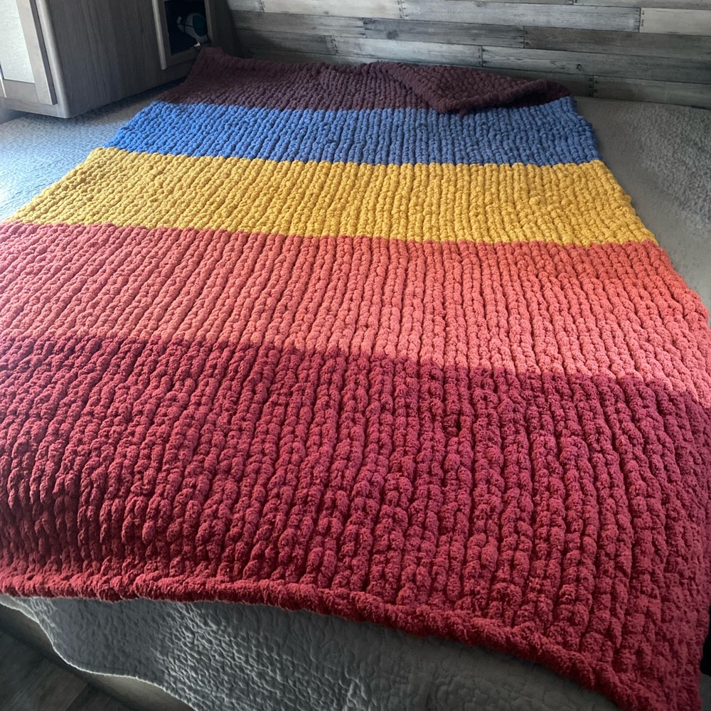 Handmade Quilt Rainbow Chenille Yarn 🧶